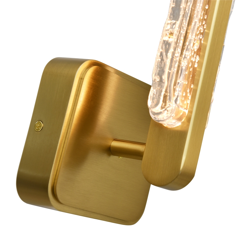 Curva Integrated LED 19in Brass Wall Light with Handcrafted Glass