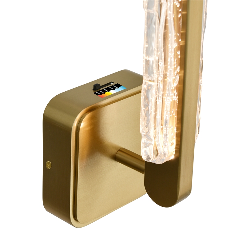 Curva Integrated LED 19in Brass Wall Light with Handcrafted Glass