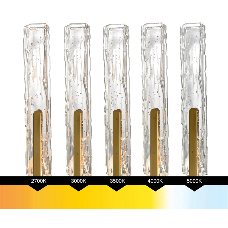 Curva Integrated LED 19in Brass Wall Light with Handcrafted Glass