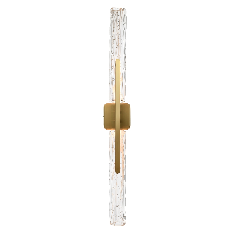 Curva Integrated LED 36in Brass Vanity Light with Handcrafted Glass