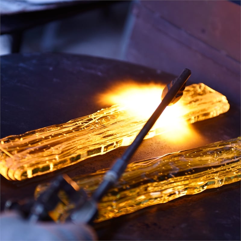 Curva Integrated LED 36in Brass Vanity Light with Handcrafted Glass