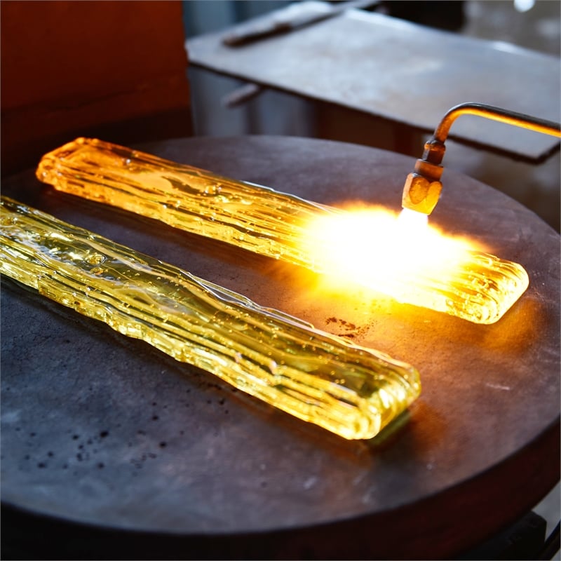 Curva Integrated LED 36in Brass Vanity Light with Handcrafted Glass