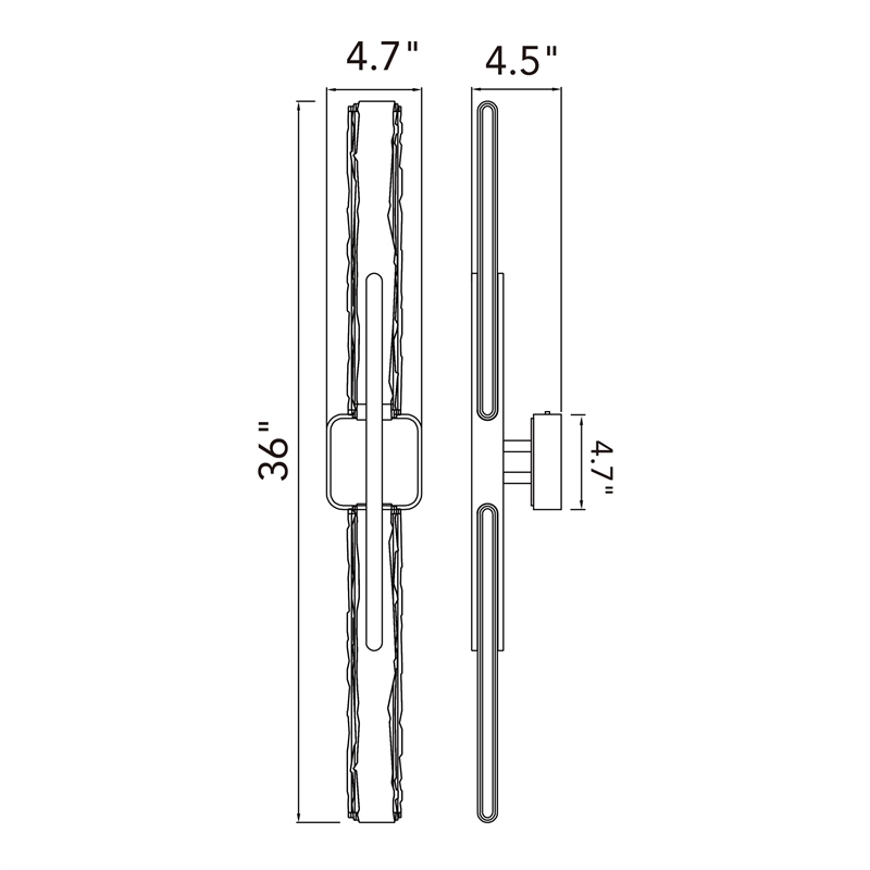 Curva Integrated LED 36in Brass Vanity Light with Handcrafted Glass