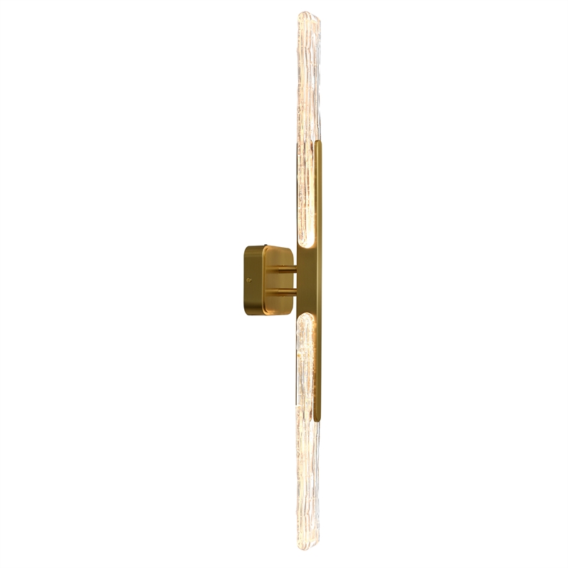 Curva Integrated LED 36in Brass Vanity Light with Handcrafted Glass