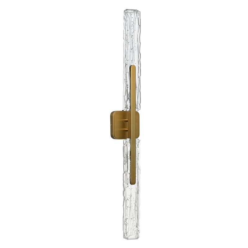 Curva Integrated LED 36in Brass Vanity Light with Handcrafted Glass