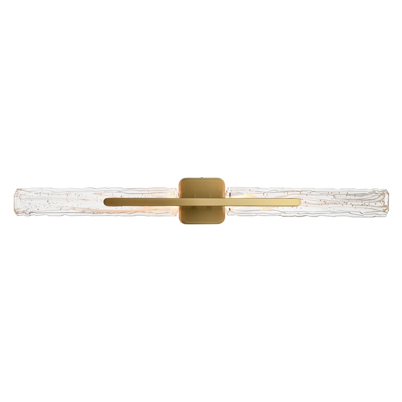 Curva Integrated LED 36in Brass Vanity Light with Handcrafted Glass