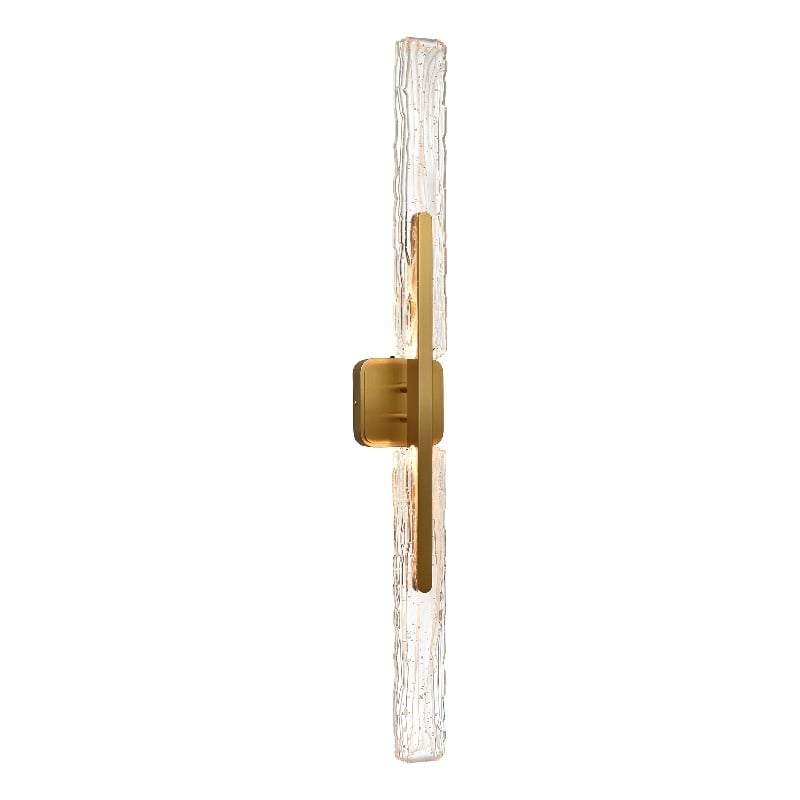 Curva Integrated LED 36in Brass Vanity Light with Handcrafted Glass
