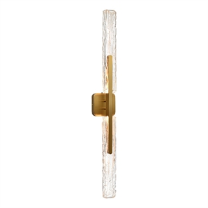 Curva Integrated LED 36in Brass Vanity Light with Handcrafted Glass
