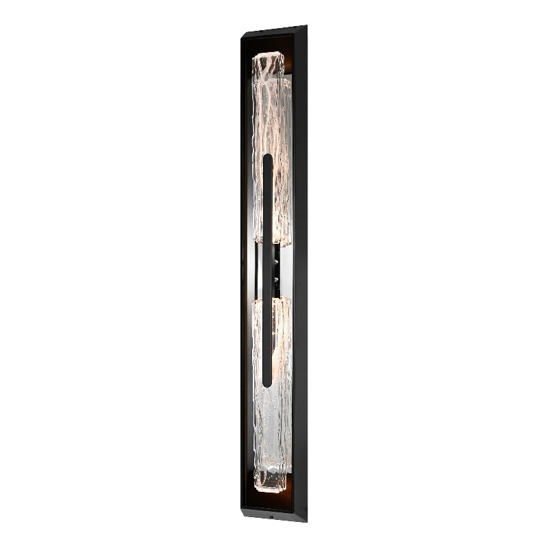 Curva Integrated LED 44in Sand Black Outdoor Wall Light with Handcrafted Glass