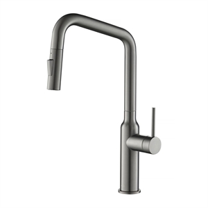 lead free solid brass high arc pull out single level kitchen faucet