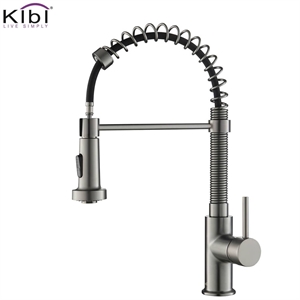 kibi solid brass single handle high arc pull down kitchen faucet with sprayer kkf2003