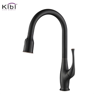 kibi high arc pull out single level brass kitchen faucet with sprayer kkf2010