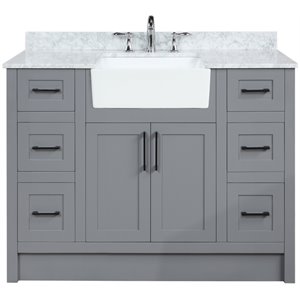 ari kitchen & bath laguna solid wood farmhouse bathroom vanity in gray