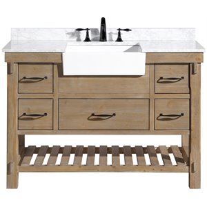 ari kitchen & bath marina solid wood farmhouse bathroom vanity in weathered fir