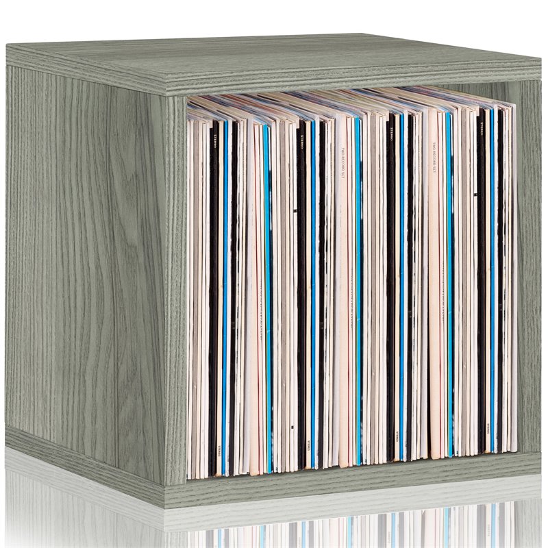 Way Basics zBoard Vinyl Record Display Storage Shelf in Gray Wood Grain