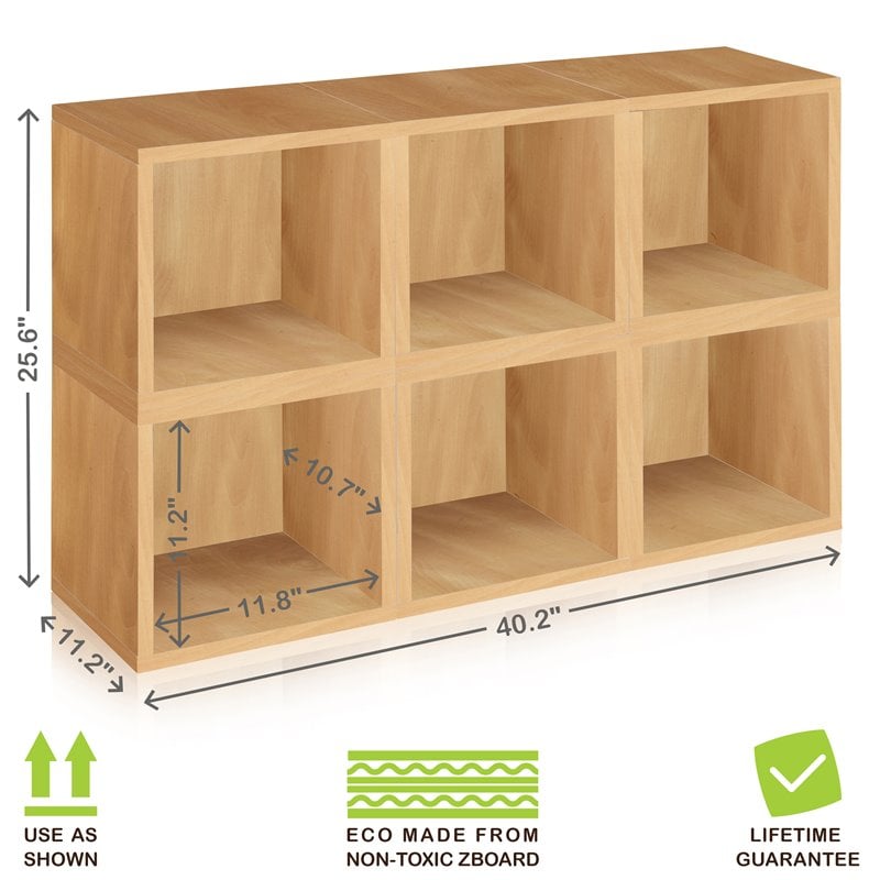 Way Basics Stackable zBoard Cube Cubby Shelf in Natural Wood Grain (Set ...