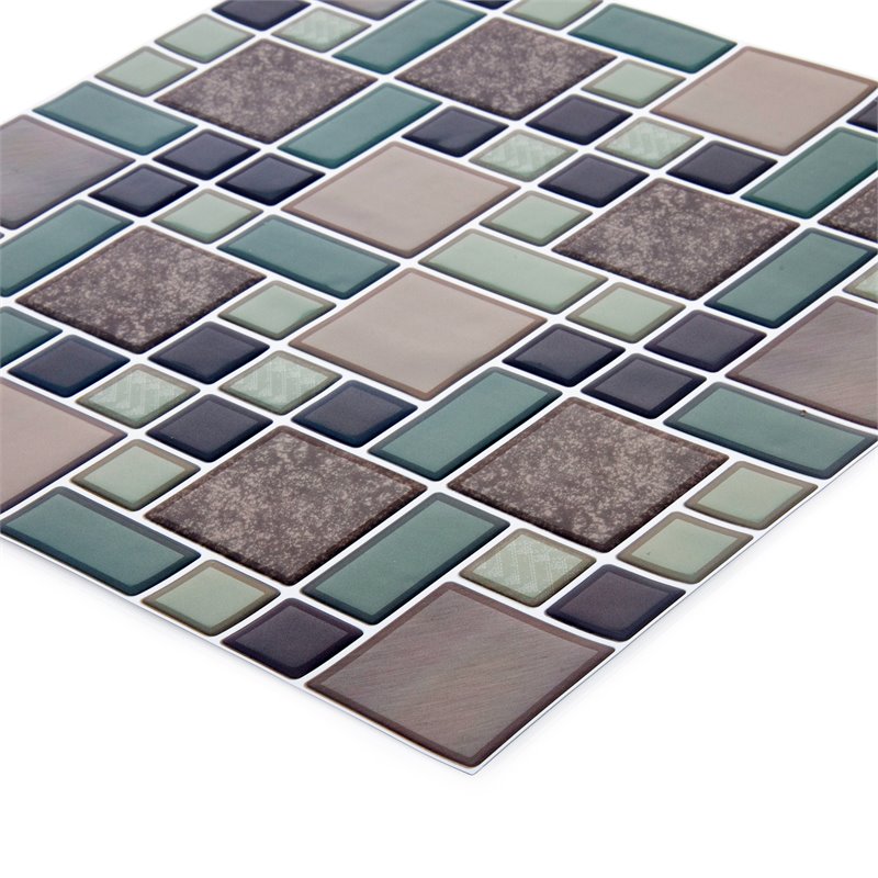 Truu Design Plastic Peel and Stick Multi-Color Wall Tile Set