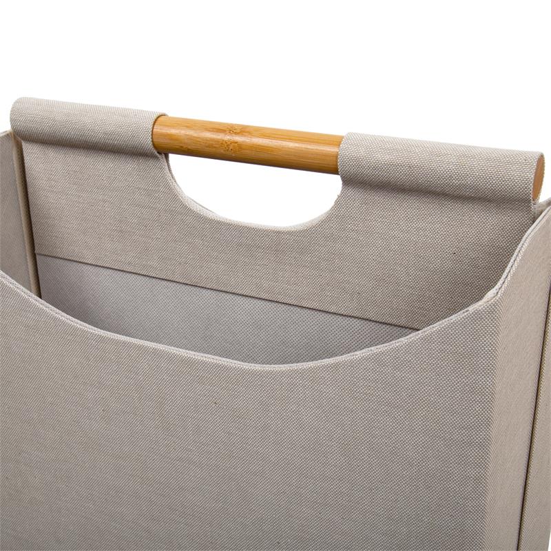 Truu Design Modern Woven Paper Fabric Two Compartment Magazine Holder Beige