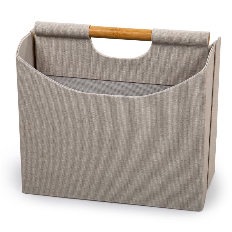 Truu Design Modern Woven Paper Fabric Two Compartment Magazine Holder Beige