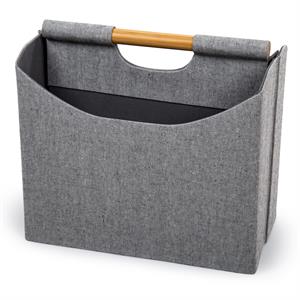 truu design modern woven paper fabric two compartment magazine holder in gray