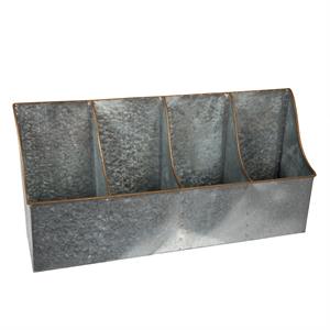 truu design galvanized modern 4-pocket metal storage bin in silver