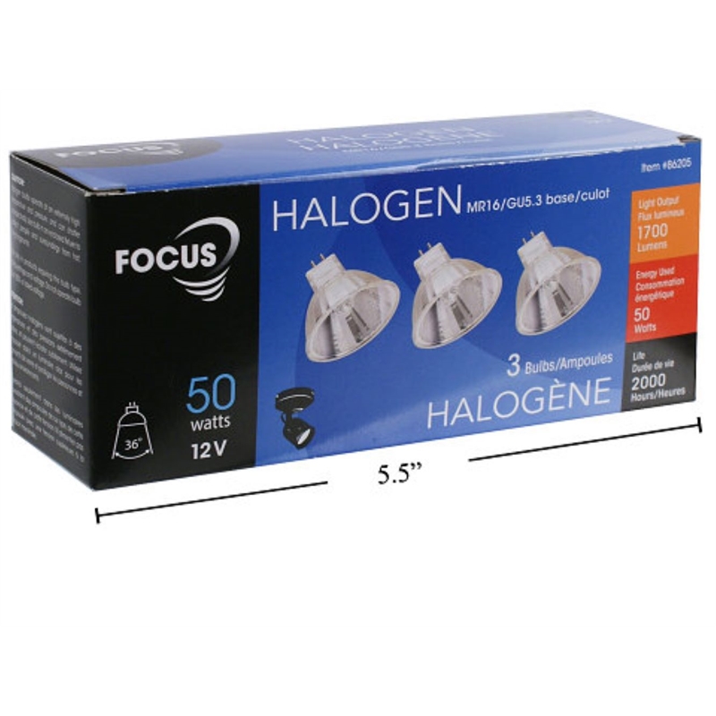 3PCS MR16 Halogen Bulb 50W GU5.3 Base Light