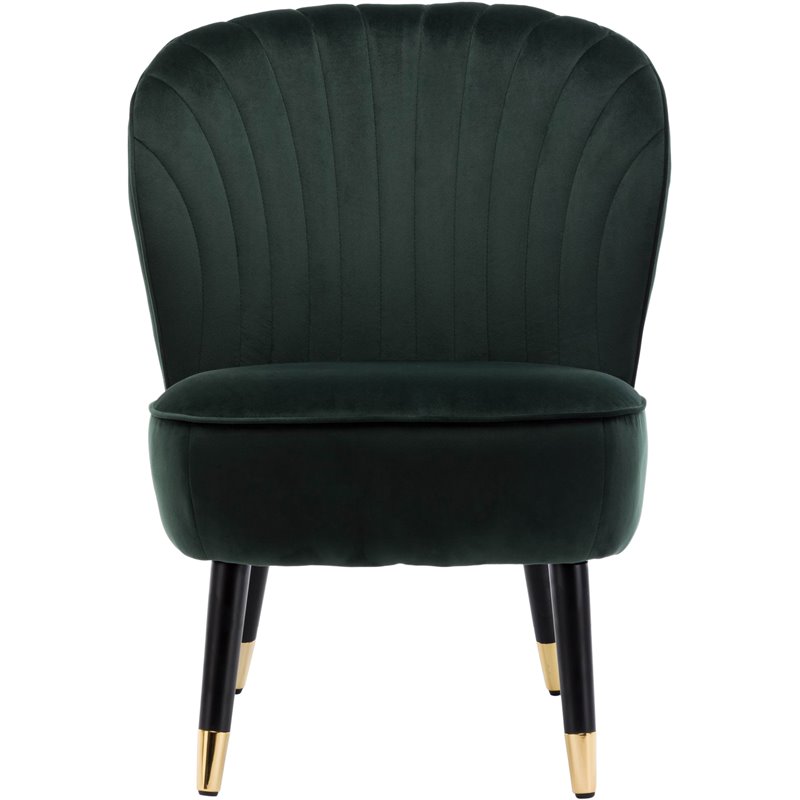 Omax Decor Jane Modern Wood and Velvet Fabric Upholstered Accent Chair in Green