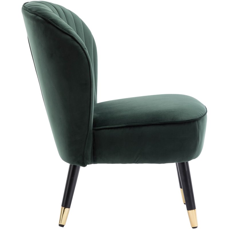 Omax Decor Jane Modern Wood and Velvet Fabric Upholstered Accent Chair in Green