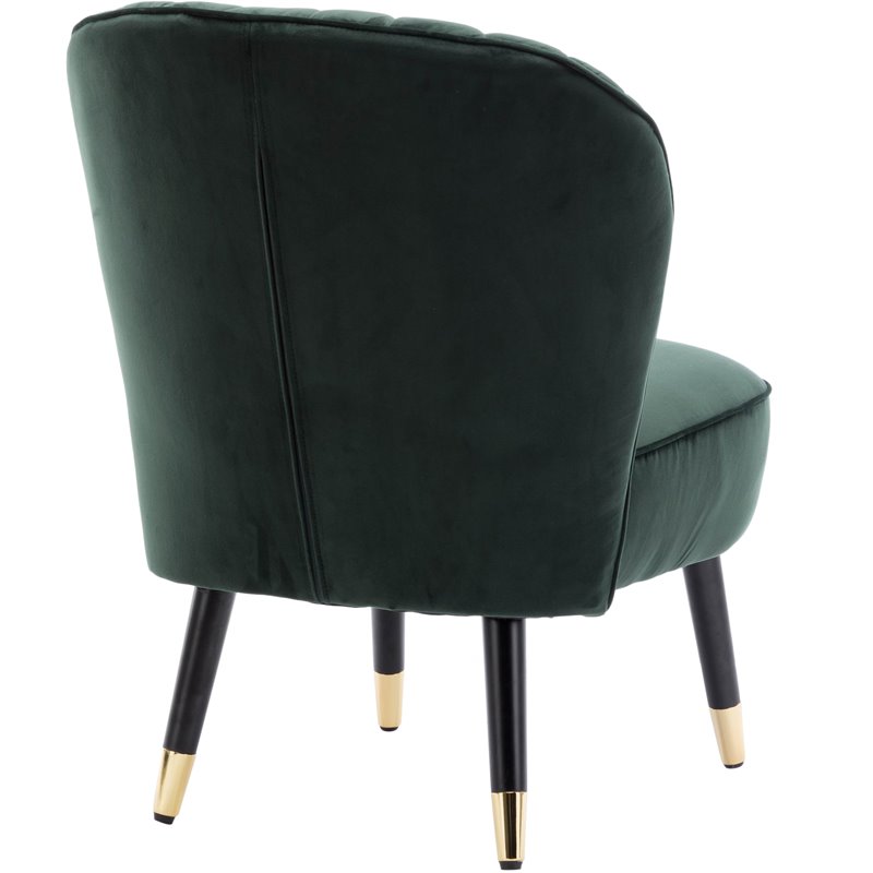Omax Decor Jane Modern Wood and Velvet Fabric Upholstered Accent Chair in Green