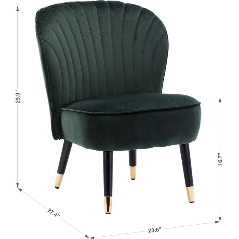Omax Decor Jane Modern Wood and Velvet Fabric Upholstered Accent Chair in Green
