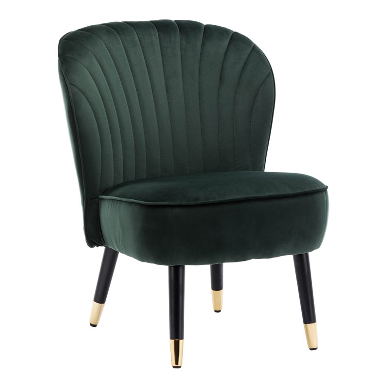 Omax Decor Jane Modern Wood and Velvet Fabric Upholstered Accent Chair in Green