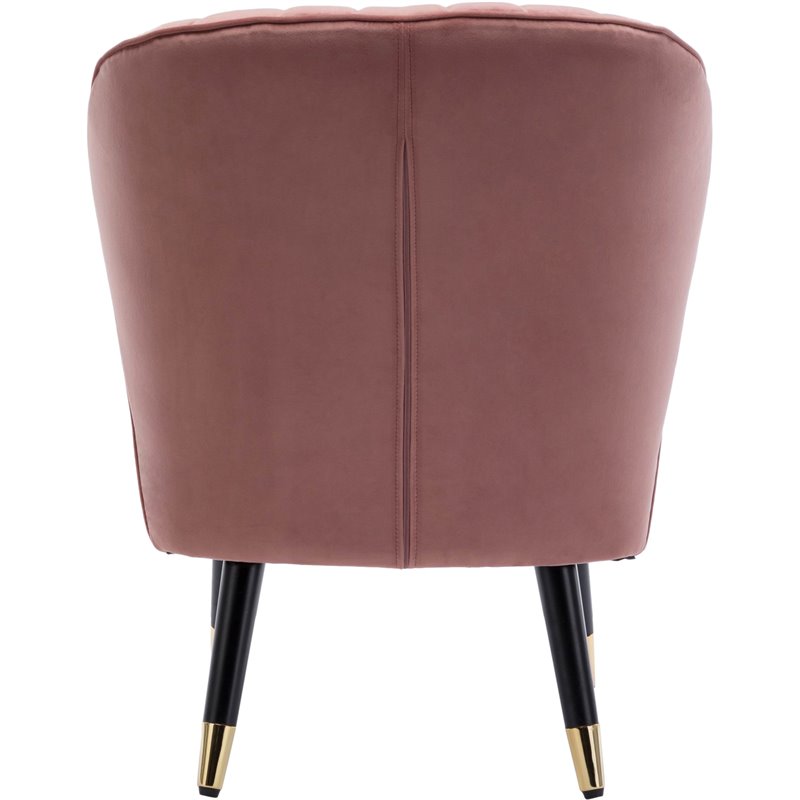 Omax Decor Jane Modern Wood and Velvet Fabric Upholstered Accent Chair in Pink