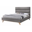 Omax Decor Kennedy Wood and Fabric Upholstered Queen Platform Bed in Gray