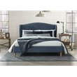 Omax Decor Darcy Wood and Fabric Upholstered Queen Platform Bed in Blue