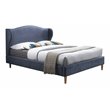 Omax Decor Darcy Wood and Fabric Upholstered Queen Platform Bed in Blue