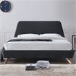 Omax Decor Henry Wood and Fabric Upholstered Queen Platform Bed in Dark Gray