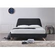 Omax Decor Henry Wood and Fabric Upholstered Queen Platform Bed in Dark Gray