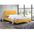Omax Decor Henry Wood and Fabric Upholstered Queen Platform Bed in Yellow