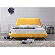 Omax Decor Henry Wood and Fabric Upholstered Queen Platform Bed in Yellow
