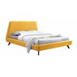 Omax Decor Henry Wood and Fabric Upholstered Queen Platform Bed in Yellow