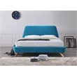 Omax Decor Henry Wood and Fabric Upholstered Queen Platform Bed in Blue