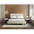 Omax Decor Henry Wood and Fabric Upholstered Queen Platform Bed in Beige