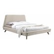 Omax Decor Henry Wood and Fabric Upholstered Queen Platform Bed in Beige