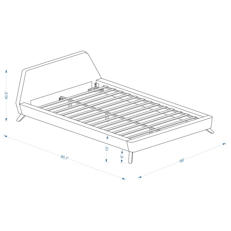 Omax Decor Henry Wood and Fabric Upholstered Queen Platform Bed in Gray