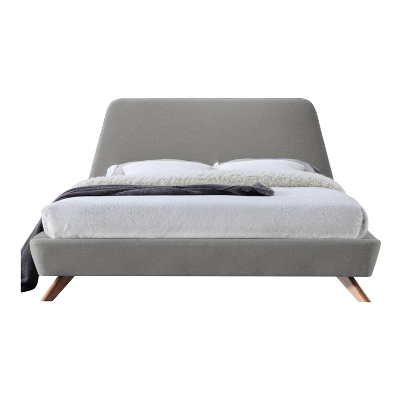 Omax Decor Henry Wood and Fabric Upholstered Queen Platform Bed in Gray