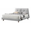 Omax Decor Kenzie Wood and Fabric Upholstered Queen Platform Bed in Light Gray