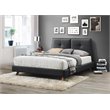 Omax Decor Kenzie Wood and Fabric Upholstered Queen Platform Bed in Dark Gray