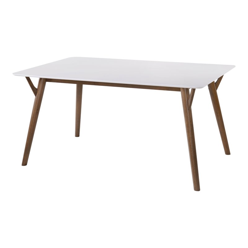 Omax Decor Jasper Modern Wood Dining Tables with White Lacquer Top in Walnut