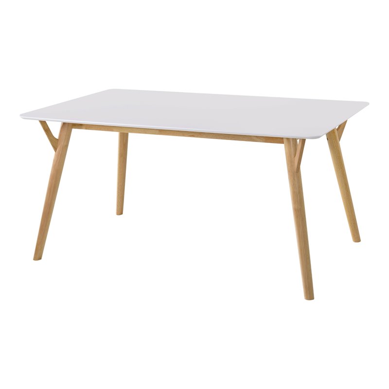 Omax Decor Jasper Modern Wood Dining Tables with White Lacquer Top in Oak