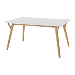 Omax Decor Jasper Modern Wood Dining Tables with White Lacquer Top in Oak